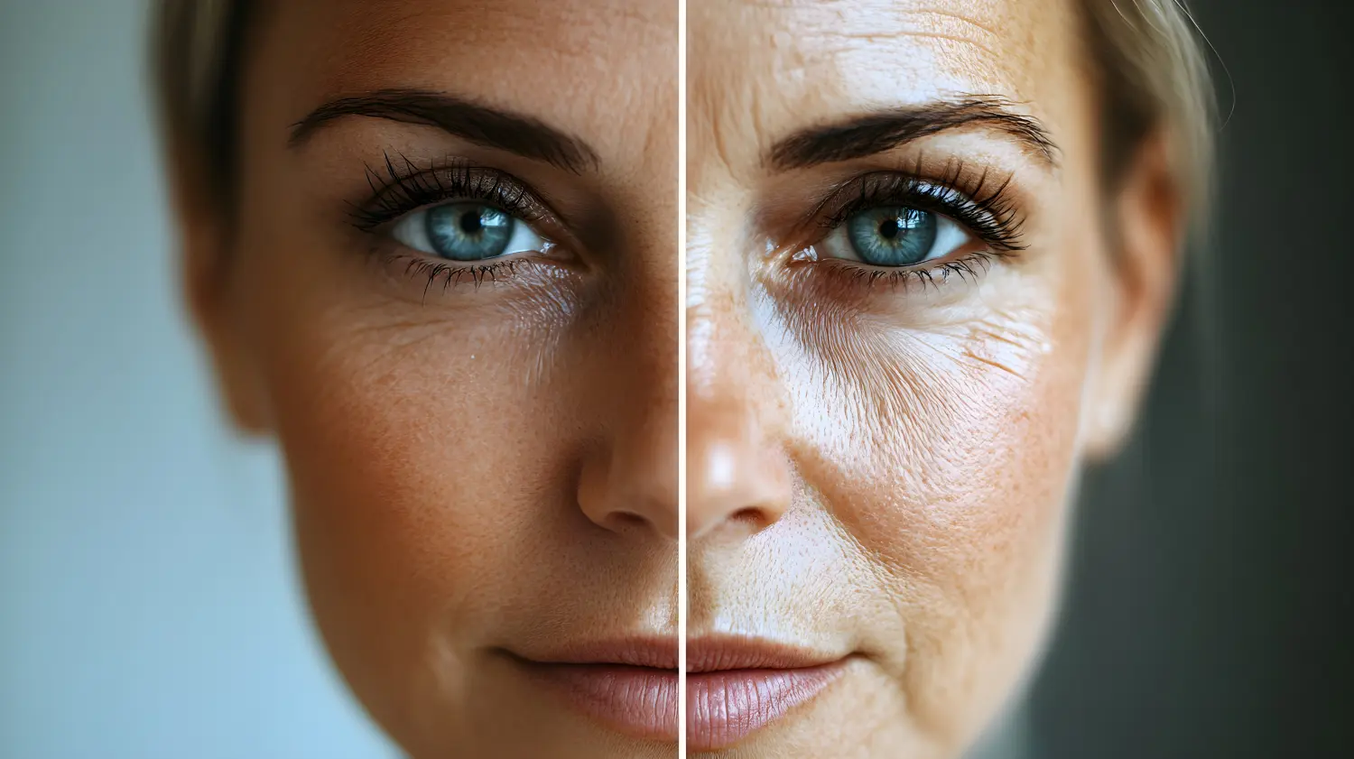 Visueller Vergleich von nicht-chirurgischen Hautbehandlungen vs. Facelift, zeigt Alterserscheinungen vorher und die Wirksamkeit beider Methoden auf Nachher-Fotos zur Verjüngung